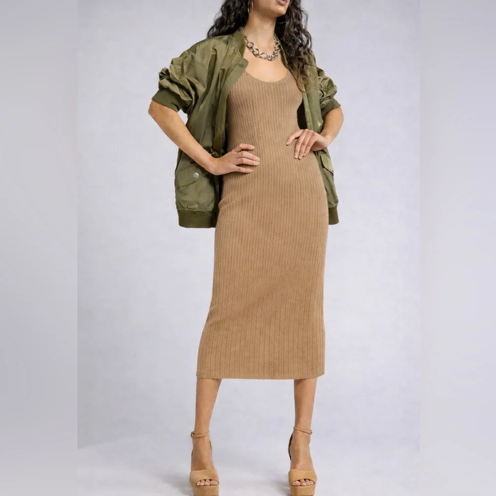 Open Edit Ribbed Midi Knit Stretchy Sweater Tank Dress Women’s Size XL Nordstrom - Picture 1 of 6